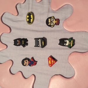 Superman and Batman shoe charm pack of 7